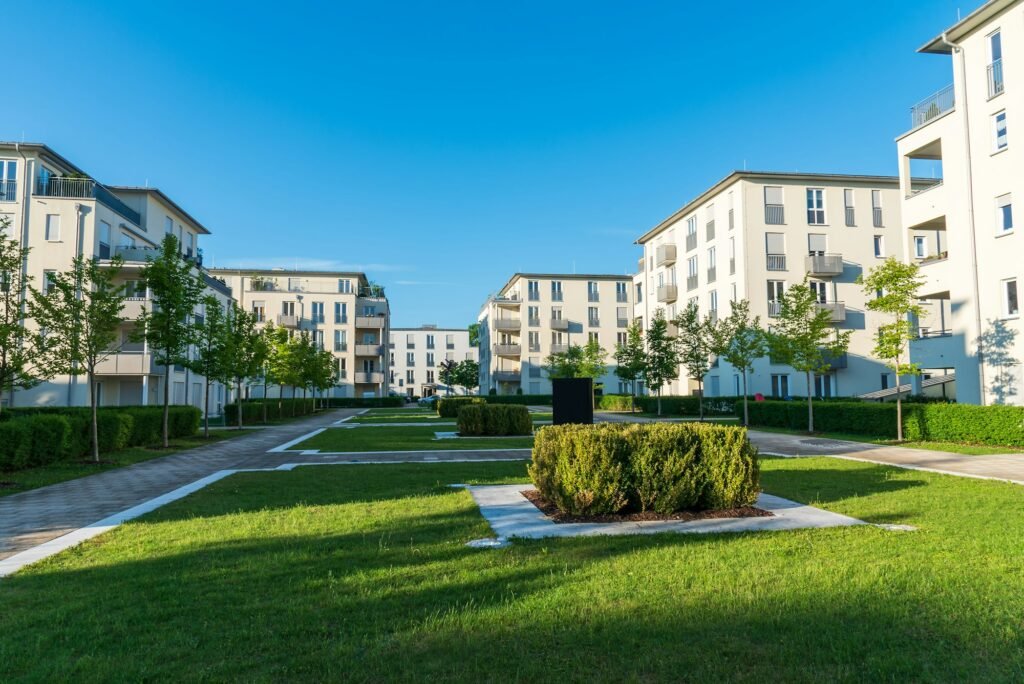 New building area with a lot of green